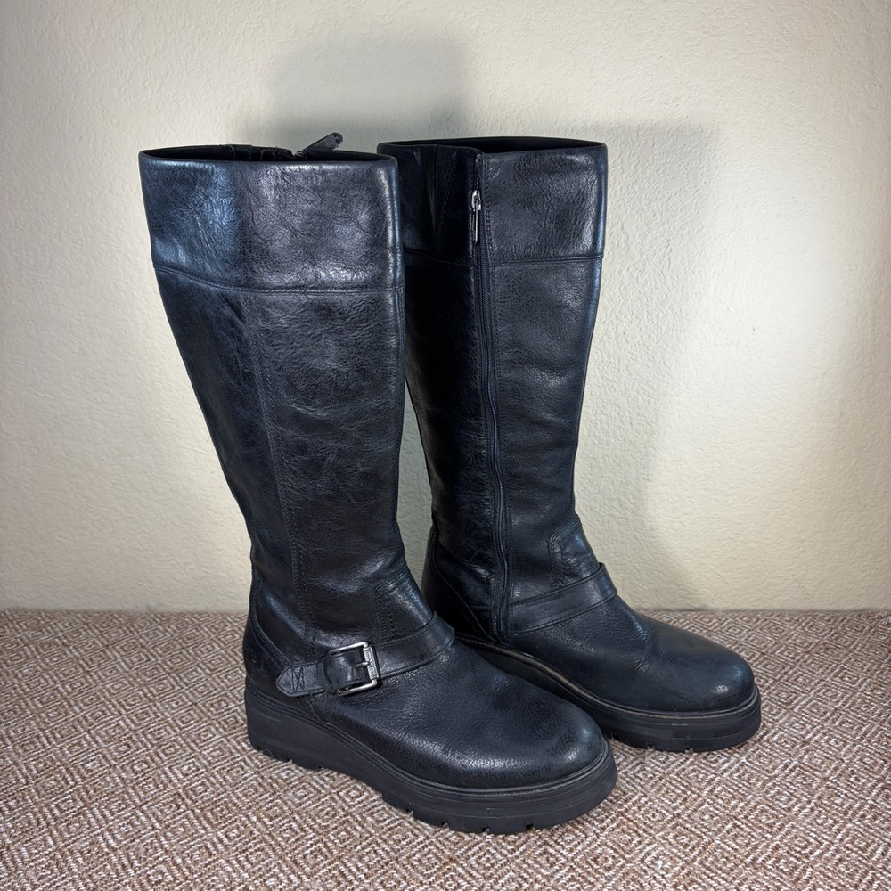 Black Leather Knee-High Boots